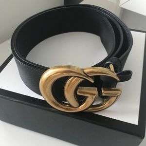 GUCCI gold buckle belt 80cm